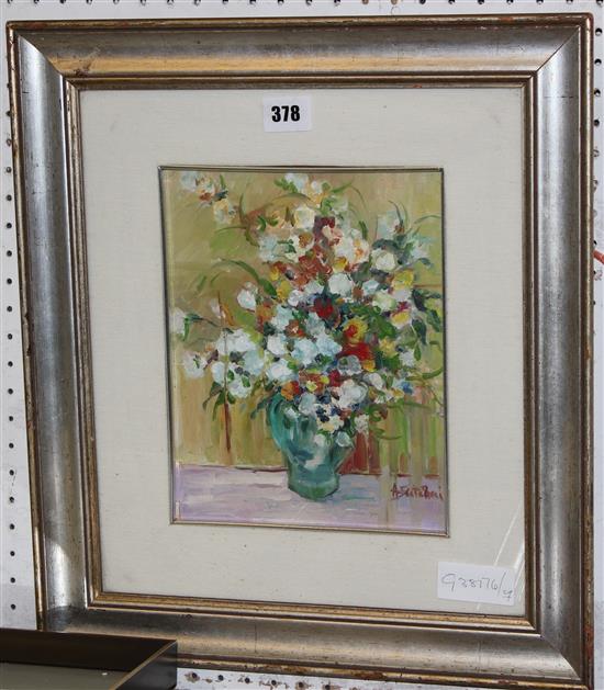 Oil still life vase of flowers